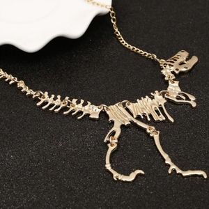 T-Rex Dinosaur Skeleton Necklace, Gold